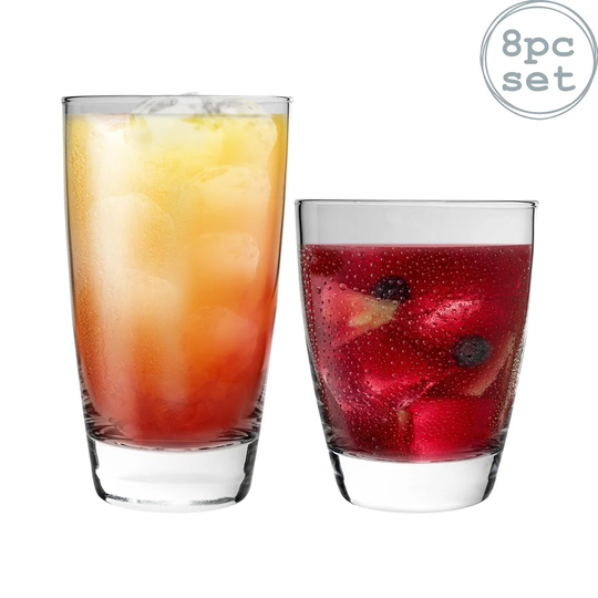 Nadia 8 Piece Glass Assorted Glassware Set