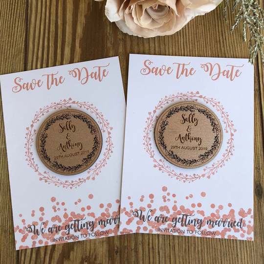 Rose Gold Save The Date Fridge Magnet