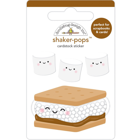 S'more Fun Shaker-Pops Cardstock Sticker, Doodlebug Design, Dimensional Kawaii Smore & Marshmallow Scrapbooking Cardmaking Supply