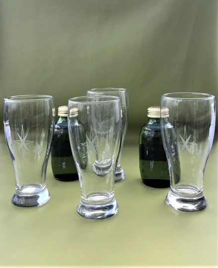 starburst Etched Mid Century Pint Glasses - 20 Oz. Set Of 4