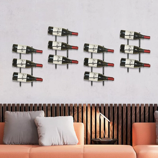 24 Bottle Wall Mounted Wine Rack ,Adjustable And Separable Metal Hanging Wine Bottle Holder,Freely Spliceable Wall Wine Rack For Kitchen Pantry Bar Wi