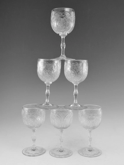 John Walsh Crystal - Intaglio Cut Set Of 6 Port Glasses 4 3/8