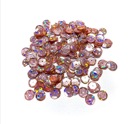 Hologram Pale Peach Sequins Multiple Sizes Available
