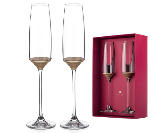 Diamante Crystal Champagne Flutes Or Prosecco Glasses -