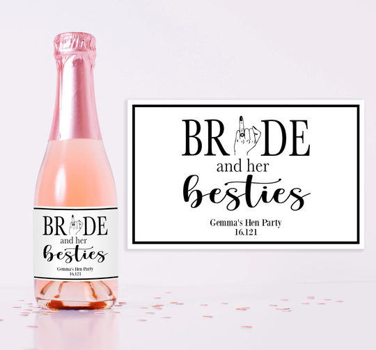 Mini Champagne Bottle Labels - Bridal Shower Favours Favors Hen Party Do Gifts Party Tags