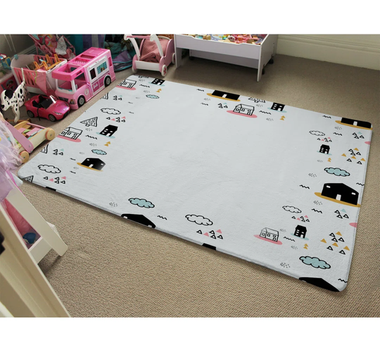 Owensby Scandy Doodle Designer Shaggy Black/Pink/White Rug