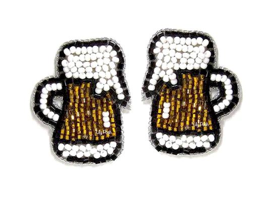 Beer Earrings, Glass Seed Bead Mug Earring, Fun Novelty Gifts