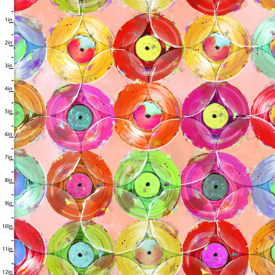 Rhythm & Hues - Allover Records By Connie Haley For 3 Wishes Fabric Sold The Yard & Cut Continuous in Stock & Ships Today