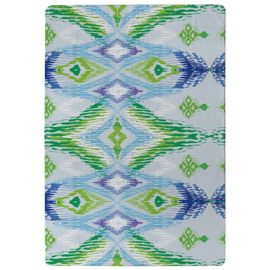 Henley Ethnic Style Modern Scarf Designer Shaggy Blue/Green Rug