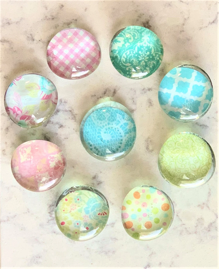 Six Handmade Glass Magnets, Refrigerator Decorative Small Gift, Office Magnets