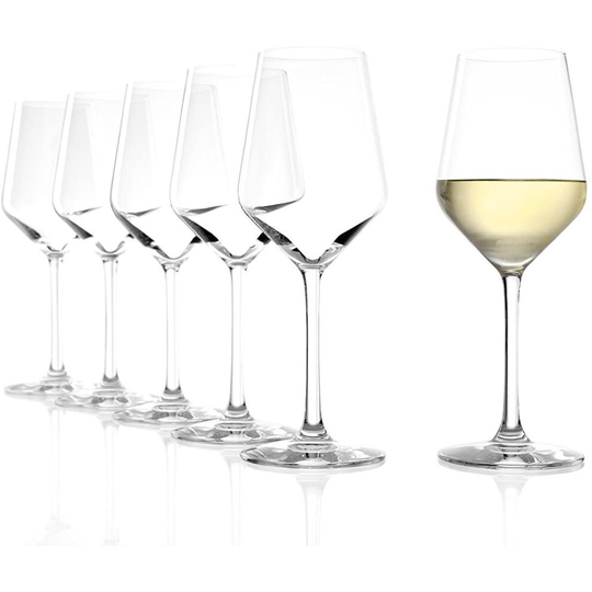 Stölzle Lausitz Revolution White Wine Glasses, 365ml, 6-piece set, highly functional white wine goblets, versatile white wine glasses