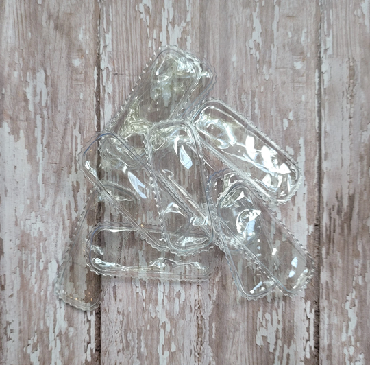 Pack Of Ten Clear PVC Shaker Snap Clip Blanks Rectangle With Scalloped Edge Empty Sleeve For Diy 50mm/2