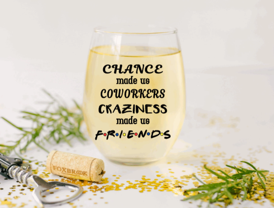 Chance Made Us Coworkers Colleagues Friendship Gift, Craziness Friends, Coworker, Christmas Leaving/Retirement Gift Glass