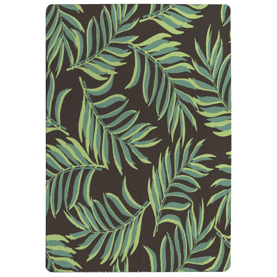 Massey Palm Leaves Shaggy Green/Dark Brown Rug
