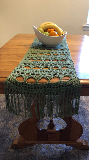 Modern Crochet Table Runner, Farmhouse Chic Runner, Boho, Runner, Topper, Tapete, Sage Green