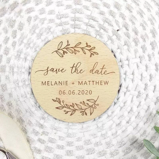 stunning Wooden Save The Date Fridge Magnets, Engraved With Names & Dates - Perfect Wedding Invitations