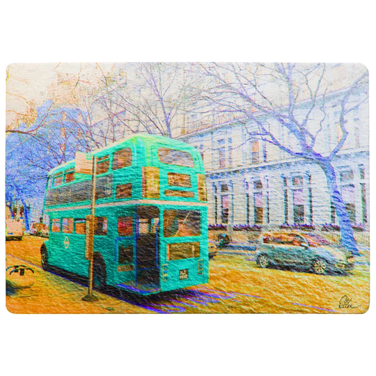 Zoar London Bus Rear Designer Shaggy Teal/Yellow Rug