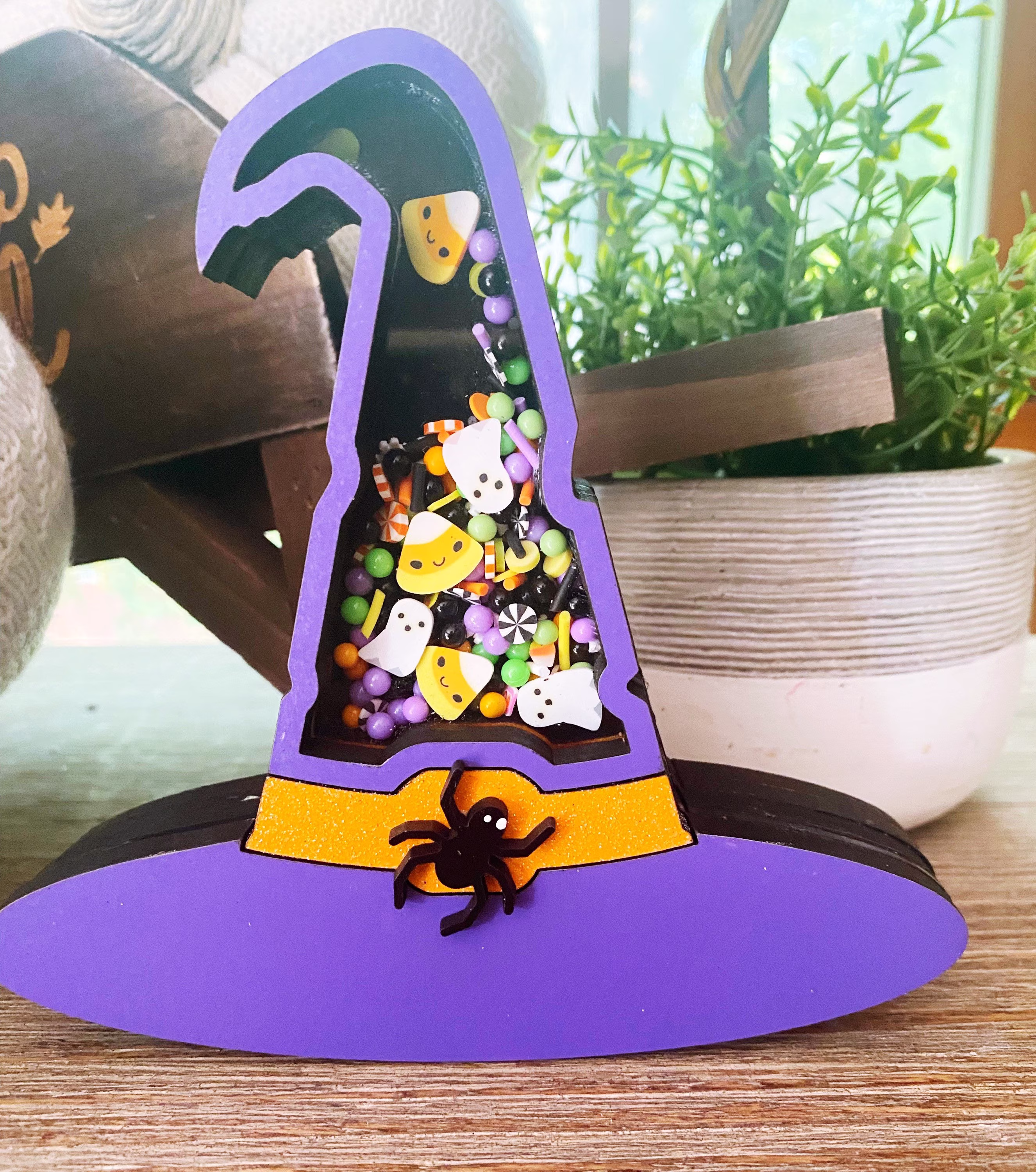 Mini Witch Hat Shaker Sign, Mini Witch Halloween Decor, Decoration, Signs, Signs
