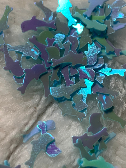 Dolphin Blue Iridescent Shaped Plastic Glitter 5 Tablespoons With Shaker Bottle