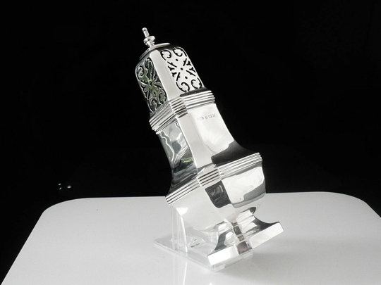 Silver Sugar Caster, Sterling, English, Vintage, Shaker, Immaculate, Large, Hallmarked Birmingham 1957, Henry Clifford Davis, Ref481A