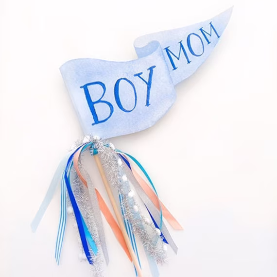 Boy Mom Party Pennant | Flag Banner Gender Reveal Mother's Day Gift New