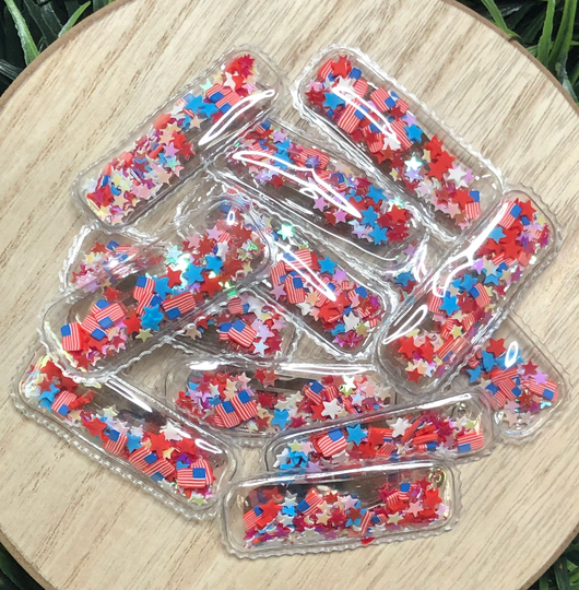 Shaker Clip, Fourth Of July, Snap Hair Toddler Girl Gift, Red White & Blue