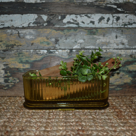 Federal Amber Ribbed Refrigerator Dish Vintage Kitchen Storage