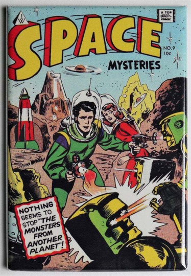Space Mysteries No 9 Cover Fridge Magnet Ufo Flying Saucer 50S Comics
