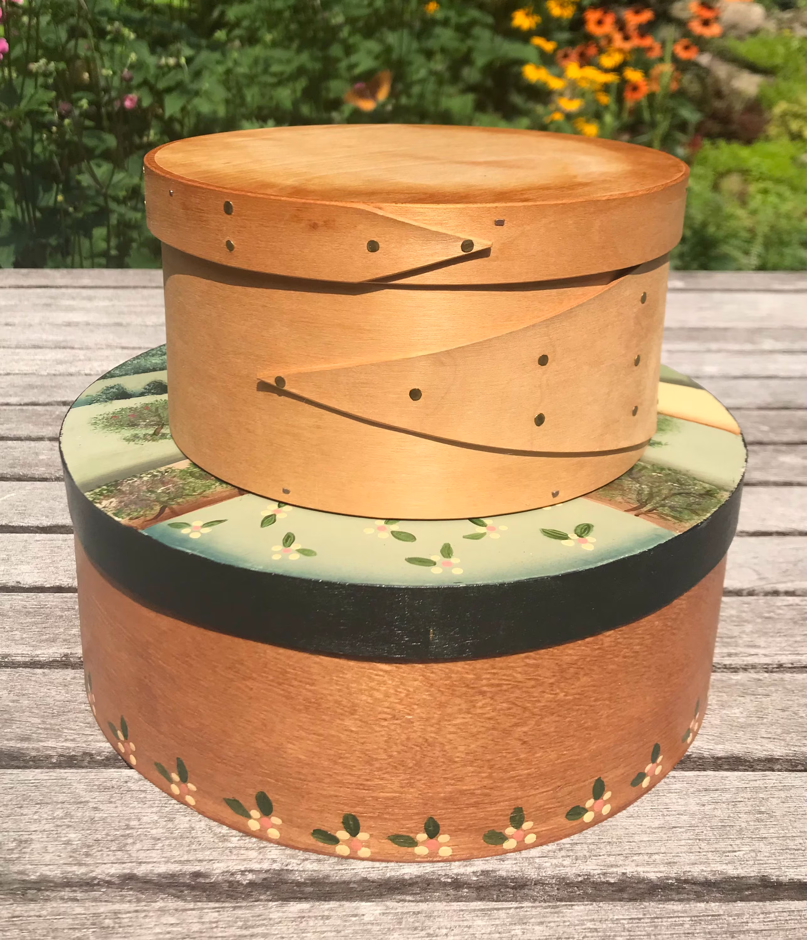 Vintage Shaker Box Bentwood, Frye's Measure Mill Pantry Box, Hand Painted Cheese Wood Veneer, Colonial