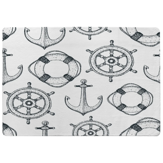 Parmley Anchor and Wheel Designer Shaggy Grey/White Rug