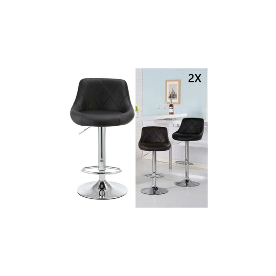Bar Stools X2 Leather Swivel Bar Stools Gas Lift Rest Chairs Kitchen