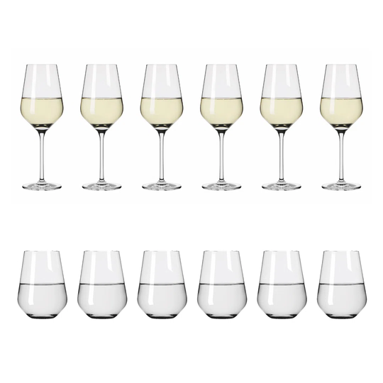 12 Piece Lead Free Crystal Assorted Glassware Set