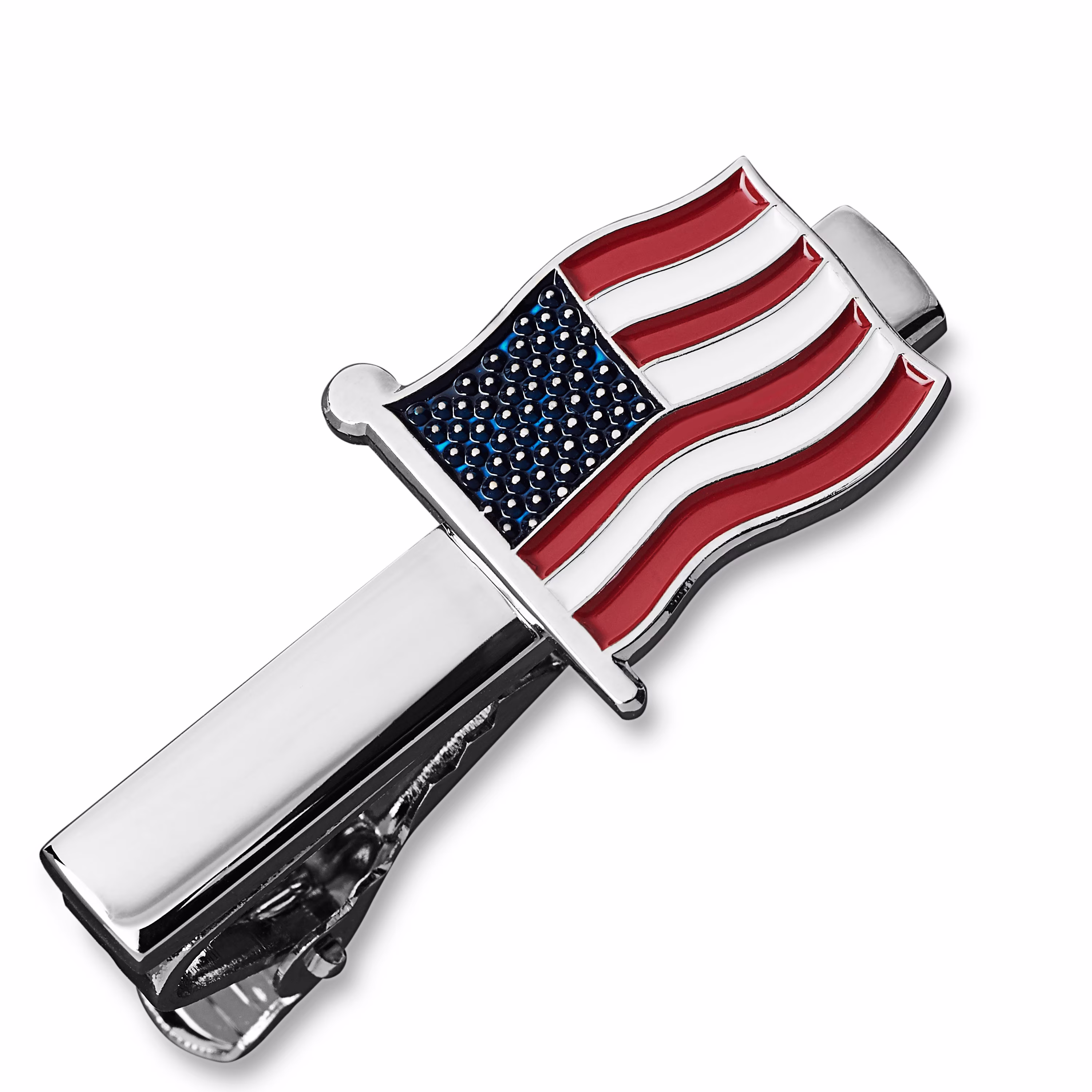 Moustache Key Tie Clip Skinny Size 1.5 Inch Groomsmen Silver