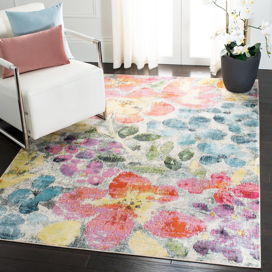 Tufnell Looped/Hooked Blue Rug