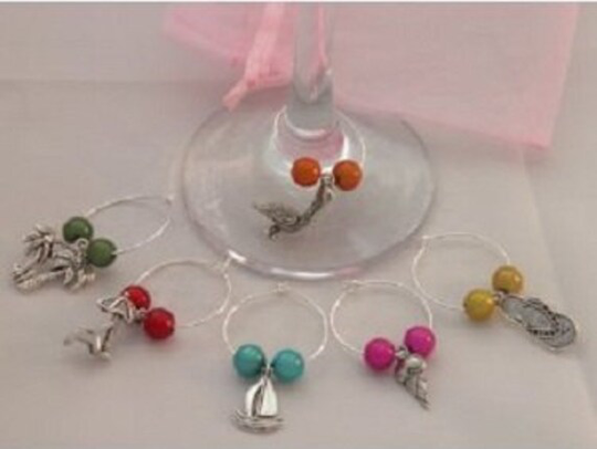 Set Of 6 Handmade Seaside Wine Glass Charms By Libbysmarketplace