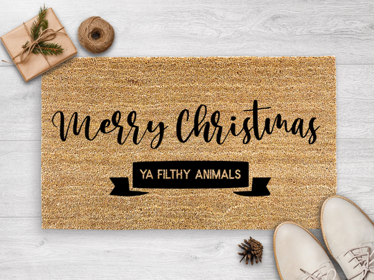Merry Christmas Ya Filthy Animals - Door Mat Holiday Decor Gifts Home Alone Rug Porch Decorations