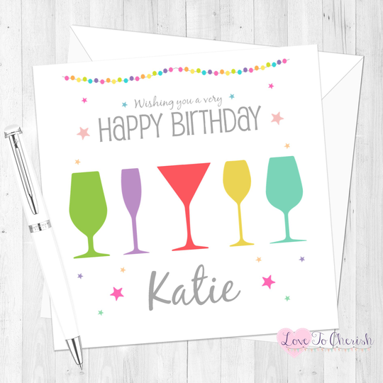 Personalised Birthday Card - Cocktail Theme For Special Friend Best Custom
