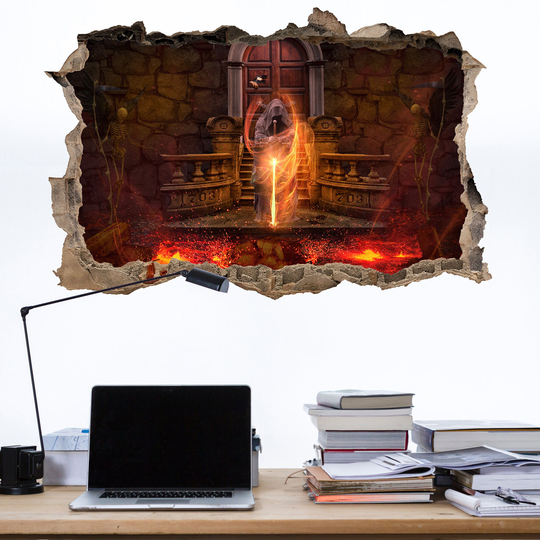 Wizard Skeleton Flames Hell Gothic Wall Sticker Art Poster Mural Transfer Decal Print Room Home Nursery Office Shop Decor Id445