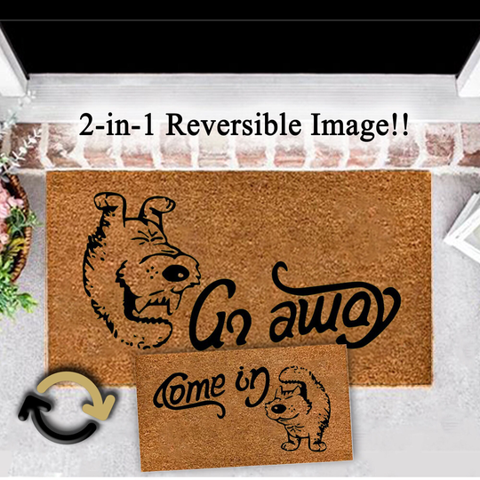 Come in Or Go Away Door Mat; 2 in 1 Welcome Reversible Unique Funny Porch Doormat; Fun Housewarming Gift; Coir