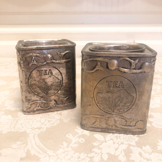 England Silver Tea Canister Set Of Two Elegant Jar Vintage Bar Up Includes Both Pieces Gorgeous