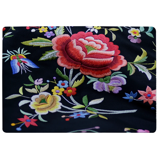 Owens Vibrant Flowers Shaggy Black/Red Rug