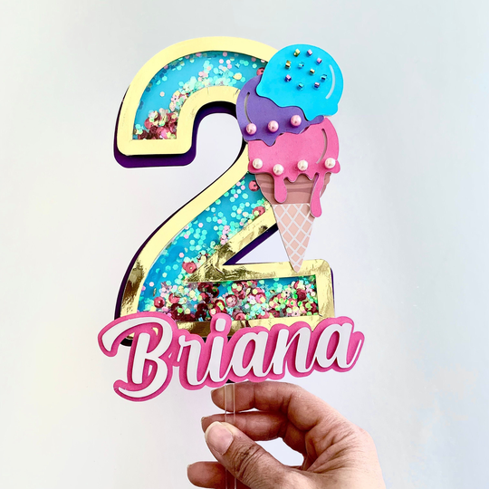 Two Sweet Cake Topper, Ice Cream Party Decor, Birthday One Year Theme, Cream Birthday, Cake