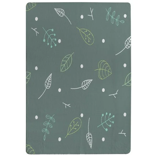 Hoskins Hand Drawn Leaves Designer Shaggy Green Rug