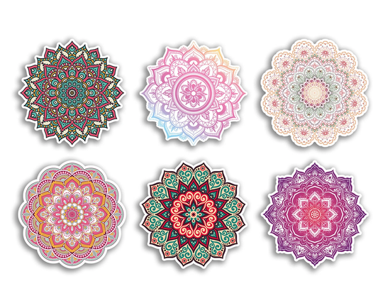 6 X 10cm Mandala Vinyl Stickers - Boho Vintage Meditation Pattern Abstract Art Design Artistic Home Décor Scrapbooking Girls Gift #78972