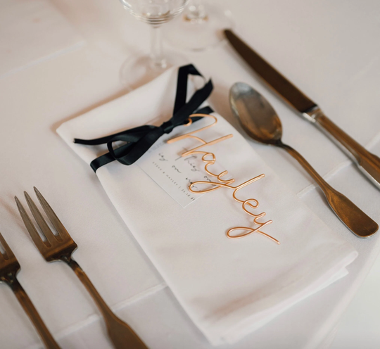Wedding Place Names, Personalised Guest Favours, Wire Table Cards, Luxury Name Tags, Decor