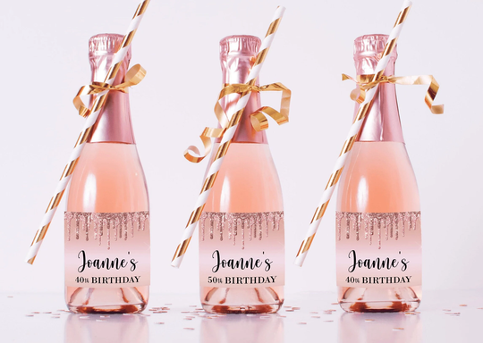 Mini Champagne Bottle Labels - 50Th Birthday Party Decorations 40Th Decoration Favors