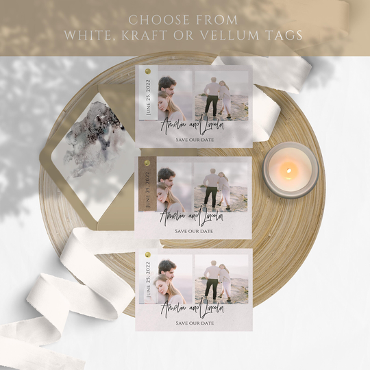 Printed Calendar Photo Save The Date | Vellum Overlay Custom Wedding Save The Date Engagement Hinged Invitation