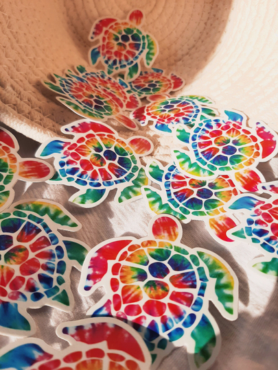 Tie Dye Turtle Waterproof Sticker