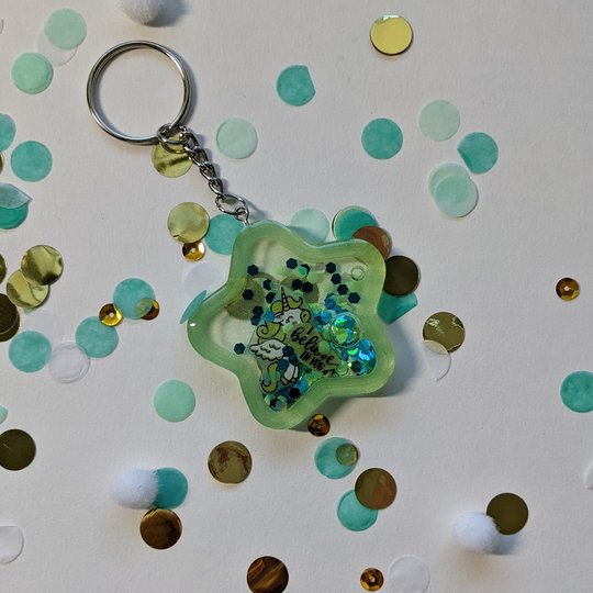 Resin Shaker Key Chain [star] | Unicorn Shrink Plastic