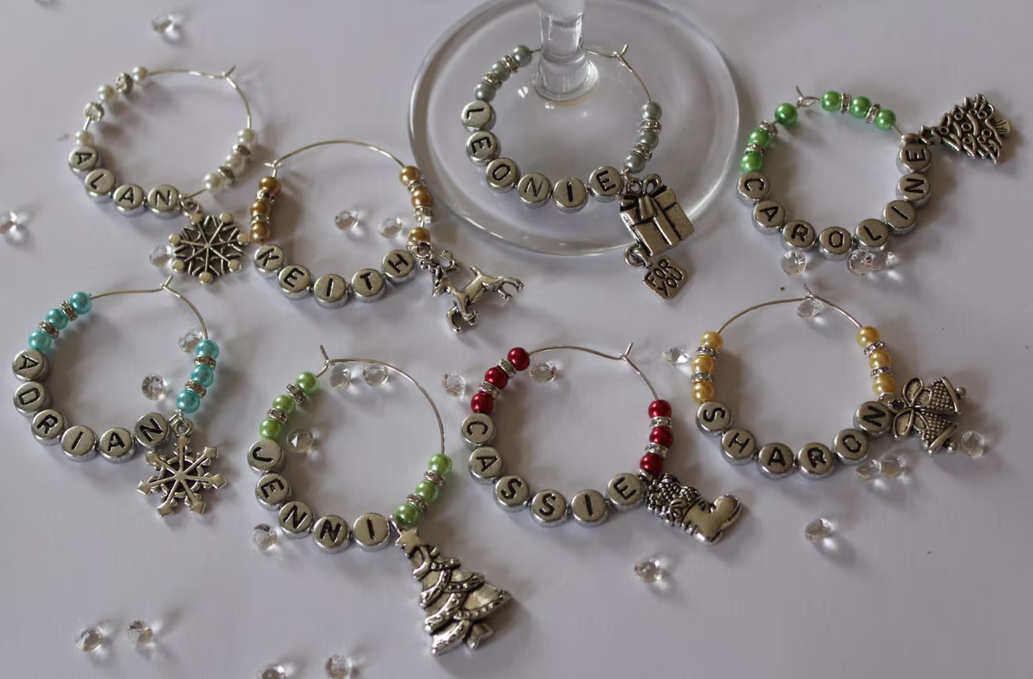 Personalised Christmas Wine Glass Charms
